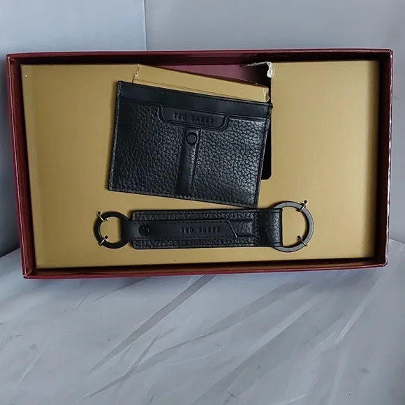 TED BAKER LONDON 2 PIECES MEN'S MONEY CLIP &BLACK CARD HOLDER